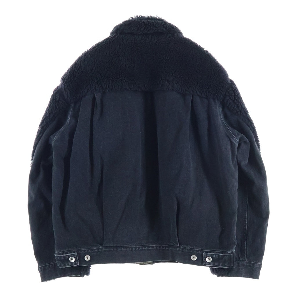 Sacai(サカイ) 23AW FAUX SHEARLING DENIM BLOUSON ファーシアリング 切替デザイン デニムジャケット ブルゾン ブラック 23-03221M