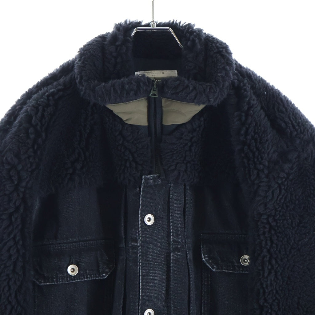 Sacai(サカイ) 23AW FAUX SHEARLING DENIM BLOUSON ファーシアリング 切替デザイン デニムジャケット ブルゾン ブラック 23-03221M