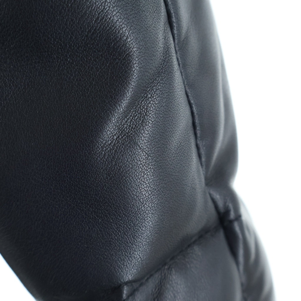 PS Paul Smith(ピーエスバイポールスミス) ラクーンファー ラムレザー フーデッドダウンジャケット ブラック 5923LB