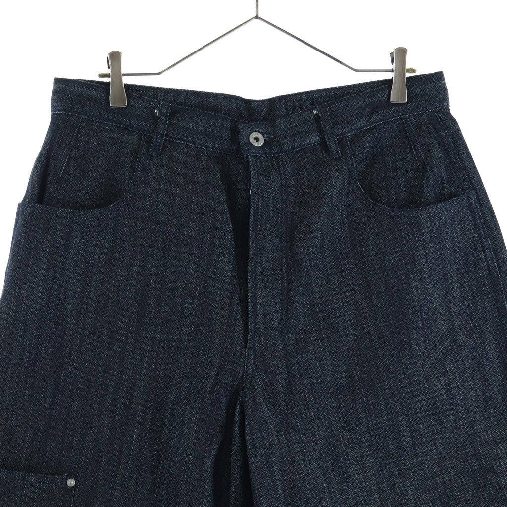 NO BRAND(ノーブランド) WILLOW PANTS ウィローパンツ 25SS P-020 BROKEN DENIM ボタンフライ ペインターデニムショーツ ハーフパンツ インディゴ
