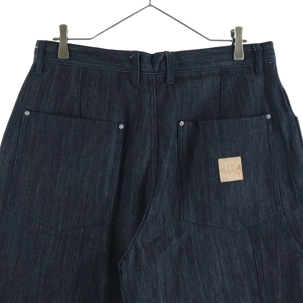 NO BRAND(ノーブランド) WILLOW PANTS ウィローパンツ 25SS P-020 BROKEN DENIM ボタンフライ ペインターデニムショーツ ハーフパンツ インディゴ