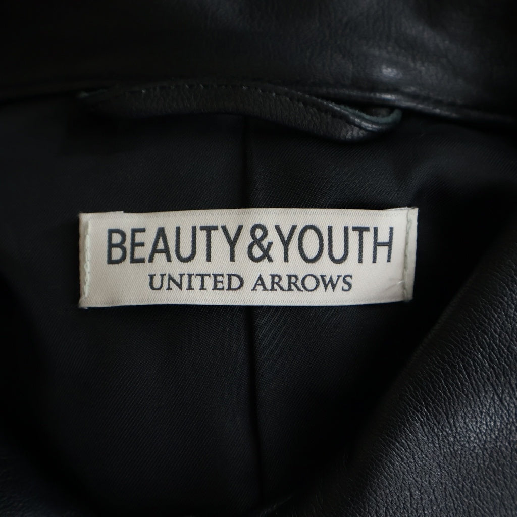 H BEAUTY&YOUTH(エイチ ビューティーアンドユース) ラムレザーコーチジャケット ブラック 1225-199-0017