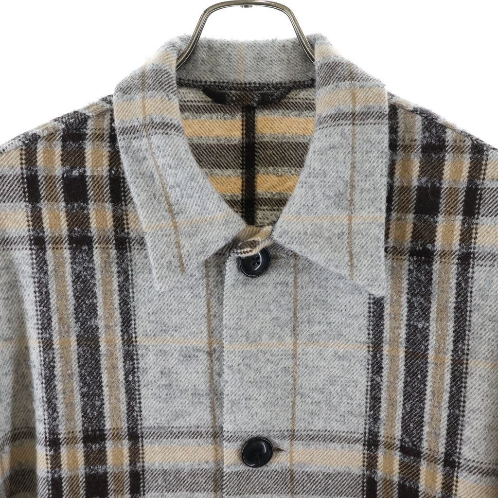 URU TOKYO(ウル トーキョー) 24AW WOOL ALPACA CHECK COVERALL JACKET ウール アルパカ カバーオール チェック柄 ジャケット グレー
