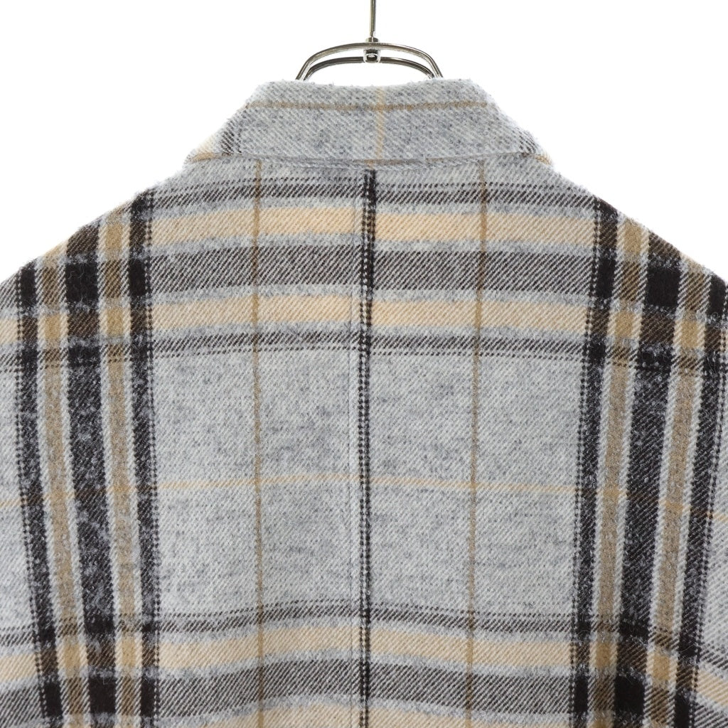 URU TOKYO(ウル トーキョー) 24AW WOOL ALPACA CHECK COVERALL JACKET ウール アルパカ カバーオール チェック柄 ジャケット グレー