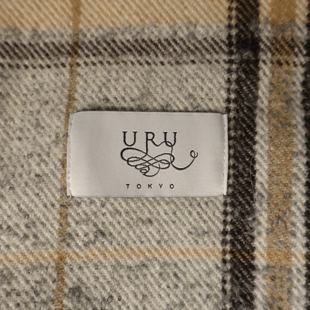 URU TOKYO(ウル トーキョー) 24AW WOOL ALPACA CHECK COVERALL JACKET ウール アルパカ カバーオール チェック柄 ジャケット グレー