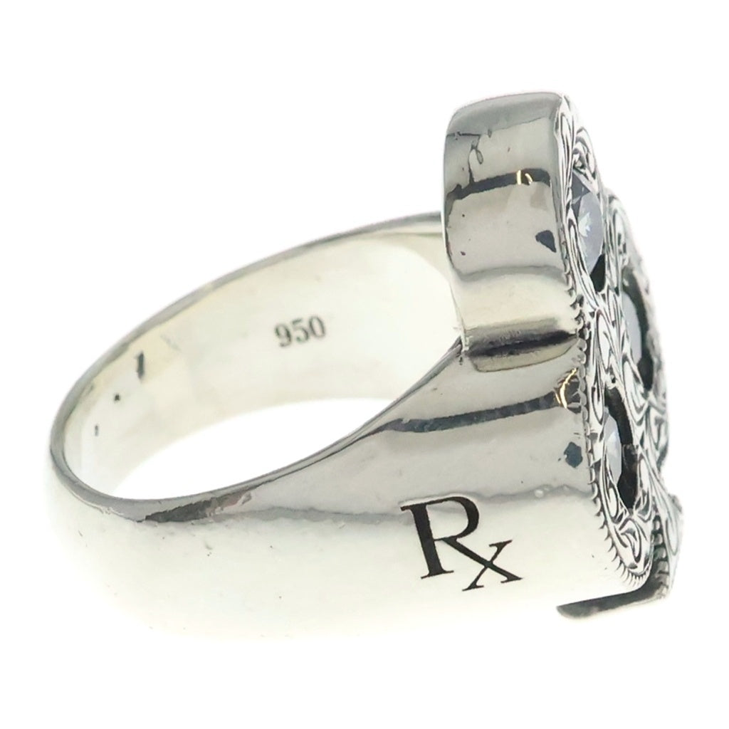 Antidote BUYERS CLUB(アンチドートバイヤーズクラブ) ENGRAVED CLUB RING WITH STONE クローバーモチーフ ストーン付リング 指輪 シルバー RX-708
