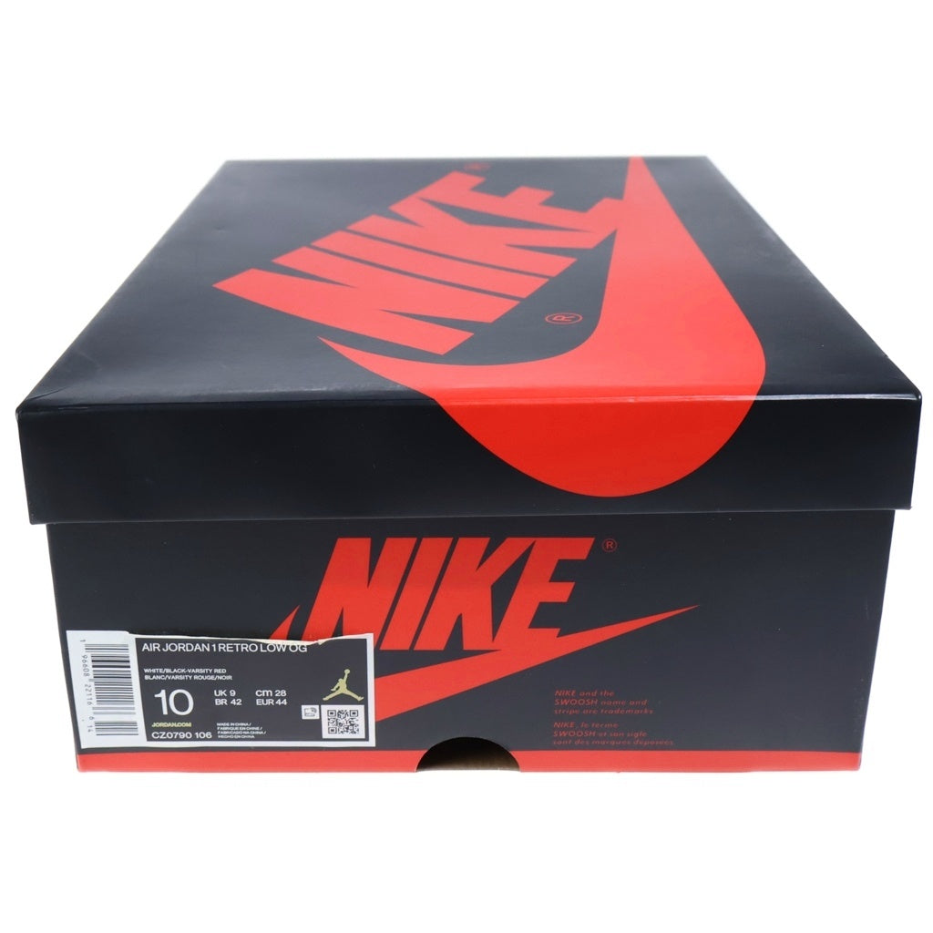 NIKE(ナイキ) AIR JORDAN RETRO LOW OG BLACK TOE エアジョーダン 1 レトロ ブラックトゥ つま黒 ローカットスニーカー ブラック/ホワイト US10/28cm CZ0790-106
