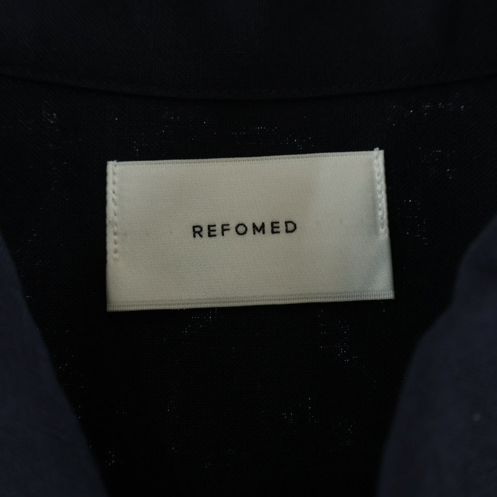 NO BRAND(ノーブランド) REFOMED WOOL MID リフォメッド ウールミッド ボタンダウン 長袖シャツ ネイビー RESH-YN01