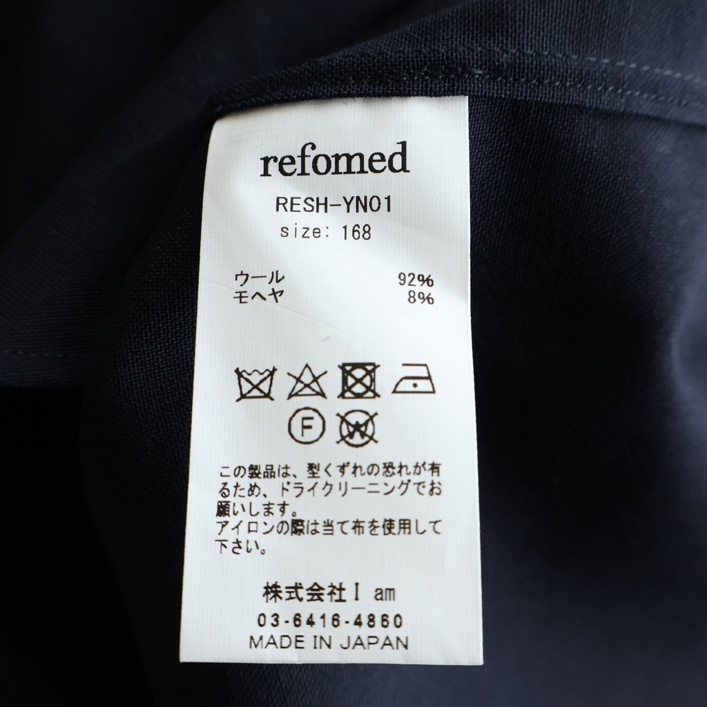 NO BRAND(ノーブランド) REFOMED WOOL MID リフォメッド ウールミッド ボタンダウン 長袖シャツ ネイビー RESH-YN01