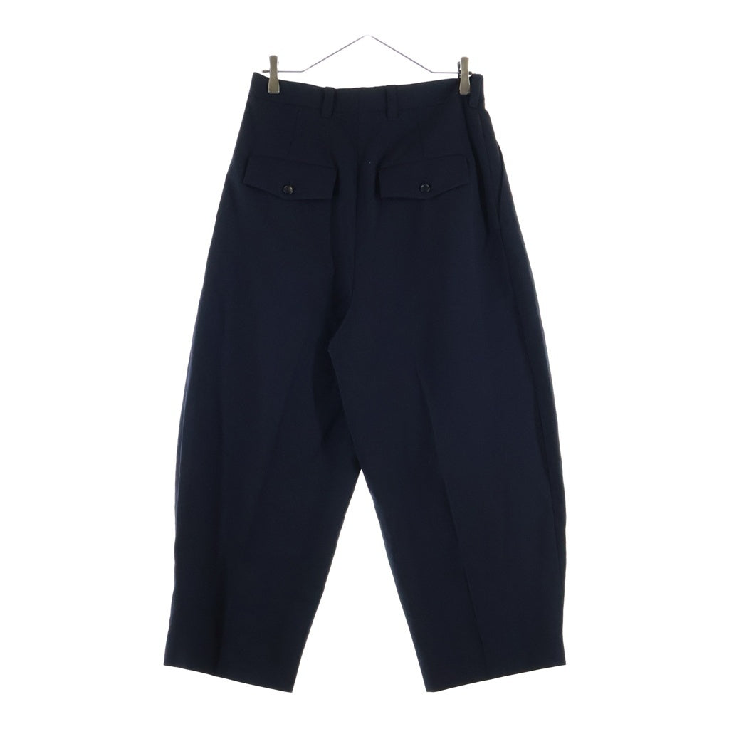 NO BRAND(ノーブランド) REFOMED WOOL SLEEK リフォメッド 3タック ウール ワイドスラックス ネイビー REPT-YN01