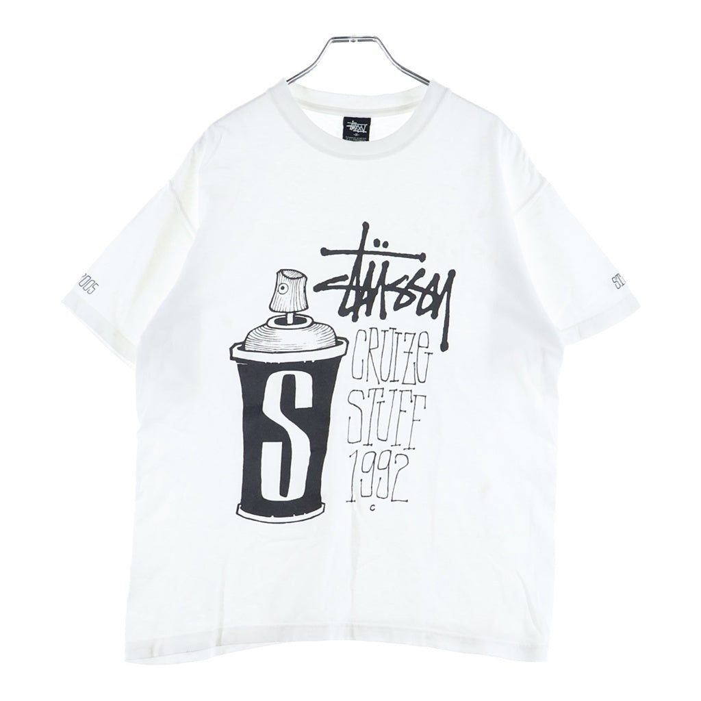 STUSSY(ステューシー) 00S OLD 25th Anniversary CRUIZE STUFF 1992 Tee オールド スプレー缶プリントTシャツ 半袖カットソー ホワイト