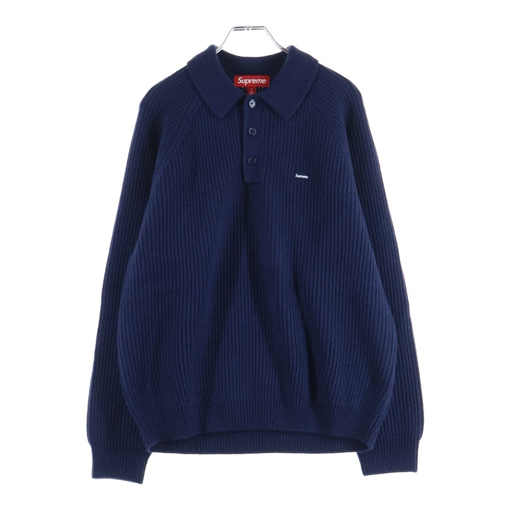 SUPREME(シュプリーム) 25AW Small Box Polo Sweater スモール ボックスロゴ ポロ ニット 長袖 セーター ネイビー