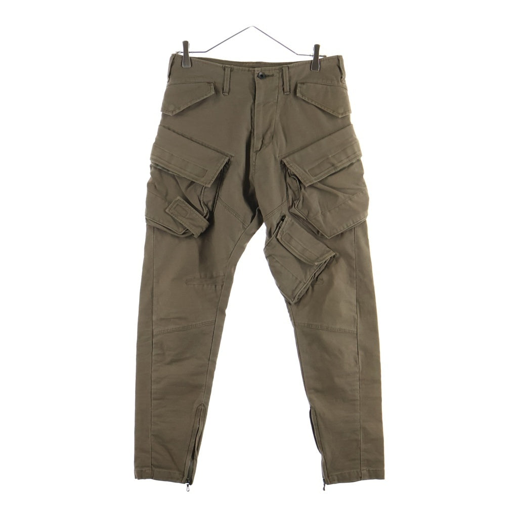 JULIUS(ユリウス) 18-19AW COTTON STRETCH BACK SATIN バックサテン ストレッチ マルチポケット ガスマスク カーゴパンツ カーキ 637PAM9
