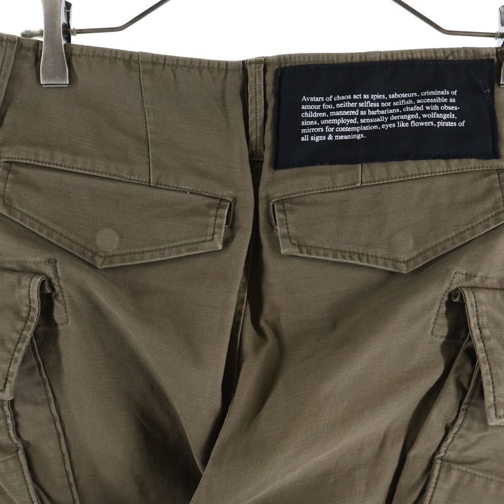 JULIUS(ユリウス) 18-19AW COTTON STRETCH BACK SATIN バックサテン ストレッチ マルチポケット ガスマスク カーゴパンツ カーキ 637PAM9