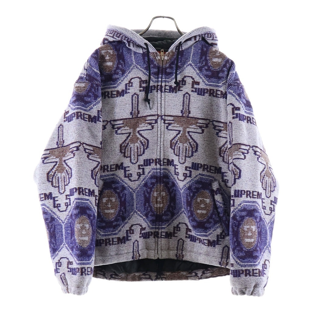 SUPREME(シュプリーム) 22AW Woven Hooded Jacket ウーブンフーデッドジャケット 総柄ジップアップパーカー パープル