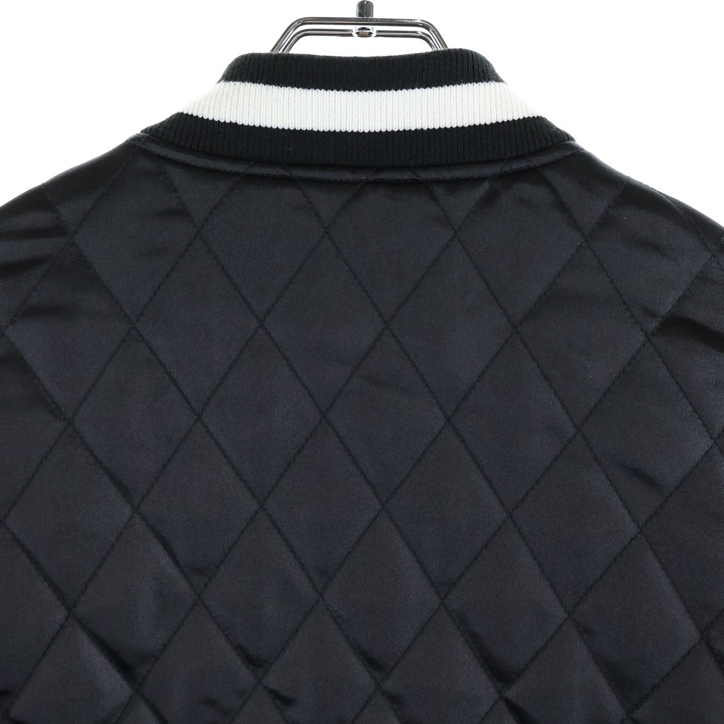 SUPREME(シュプリーム) 17SS Quilted Satin Varsity Jacket アーチロゴ キルティング サテン バーシティジャケット ブラック