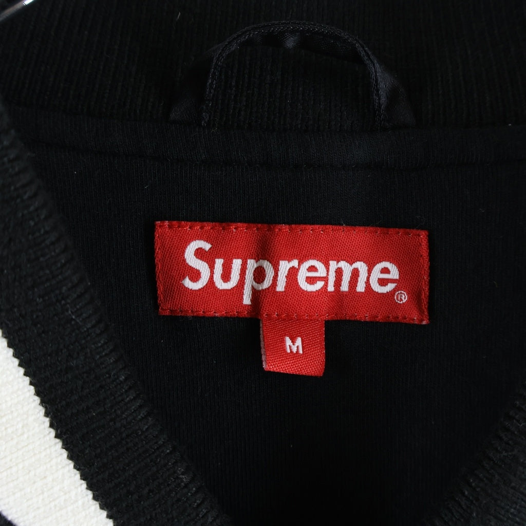 SUPREME(シュプリーム) 17SS Quilted Satin Varsity Jacket アーチロゴ キルティング サテン バーシティジャケット ブラック