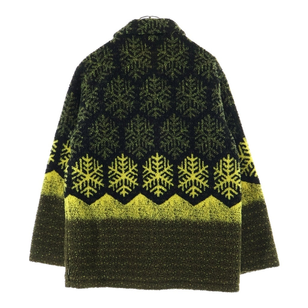 SUPREME(シュプリーム) 18AW Snowflake Toggle Fleece Jacket スノーフレークトグルフリースジャケット ボア アーガイル総柄フリースハーフコート ブラック/イエロー