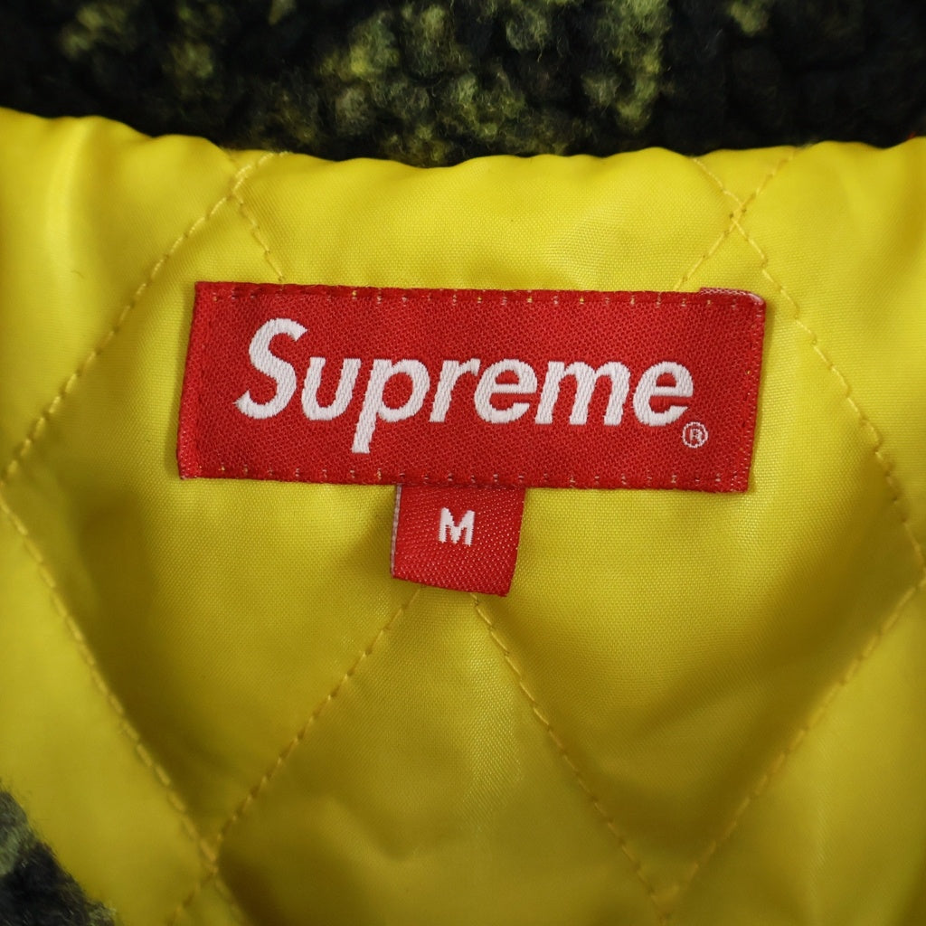 SUPREME(シュプリーム) 18AW Snowflake Toggle Fleece Jacket スノーフレークトグルフリースジャケット ボア アーガイル総柄フリースハーフコート ブラック/イエロー