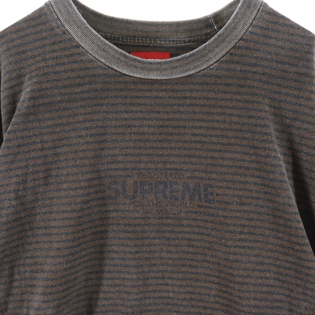 SUPREME(シュプリーム) 20AW Micro Stripe L/S Top マイクロ ストライプ クルーネック長袖Tシャツ カットソー ブラウン