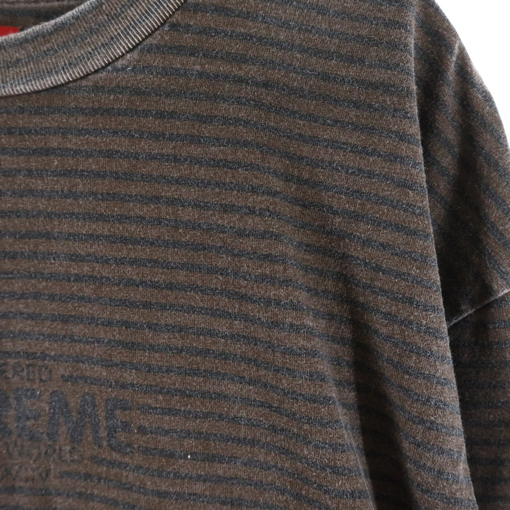SUPREME(シュプリーム) 20AW Micro Stripe L/S Top マイクロ ストライプ クルーネック長袖Tシャツ カットソー ブラウン
