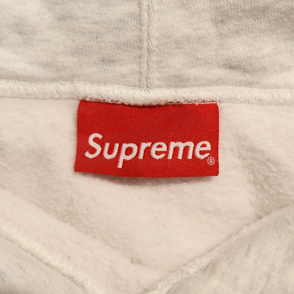 SUPREME(シュプリーム) 18AW Striped Rib Hooded Sweatshirt ストライプド リブロゴ プルオーバースウェットパーカー フーディー グレー