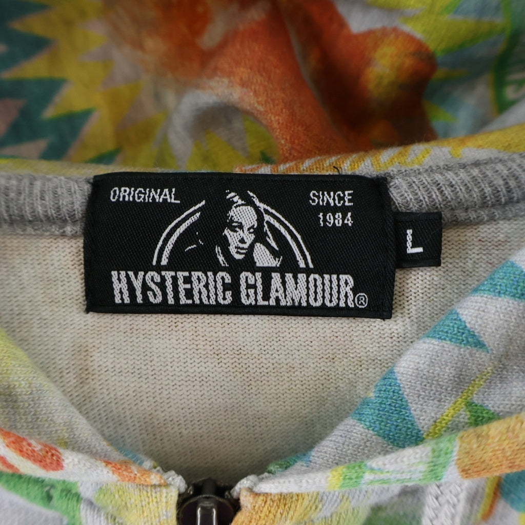 HYSTERIC GLAMOUR(ヒステリックグラマー) 総柄 コットン ジップアップスウェットパーカー フーディー マルチカラー 0252CF03