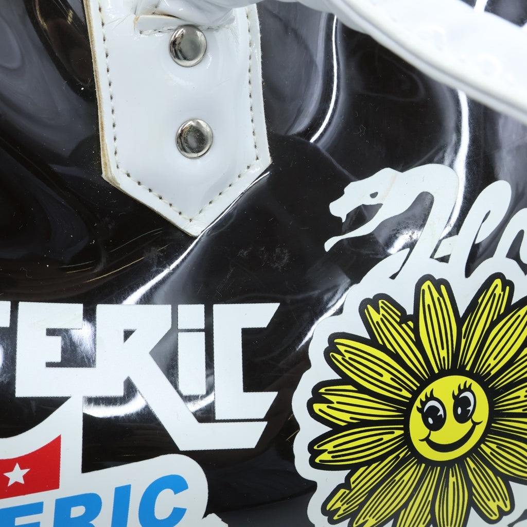 HYSTERIC GLAMOUR(ヒステリックグラマー) ステッカーデザイン エナメルボストンバッグ ブラック/ホワイト