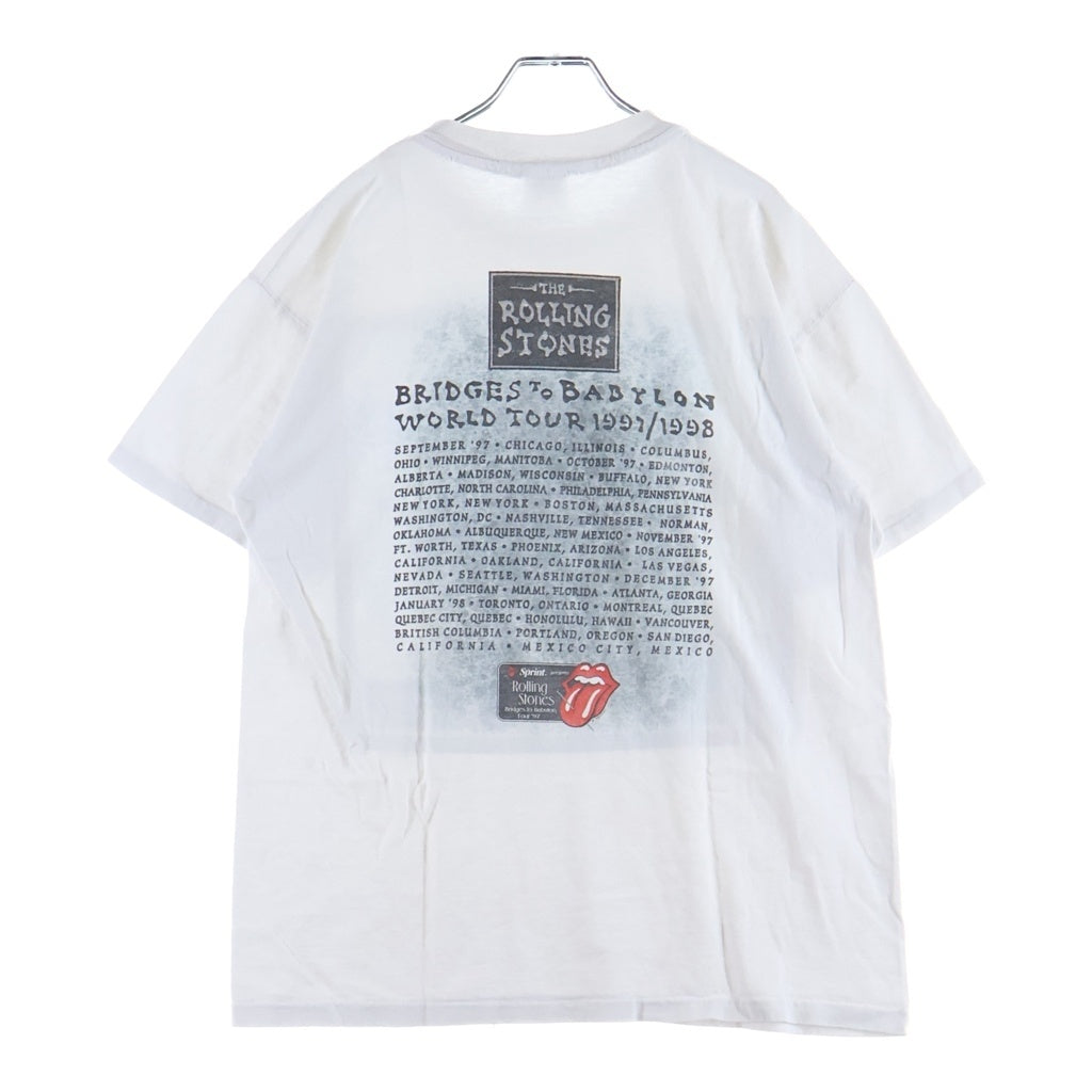 VINTAGE(ヴィンテージ) 90S VINTAGE THE ROLLING STONES Bridjes to Babylon World Tour ヴィンテージ ローリングストーンズ 両面プリント クルーネックTシャツ 半袖 カットソー ホワイト