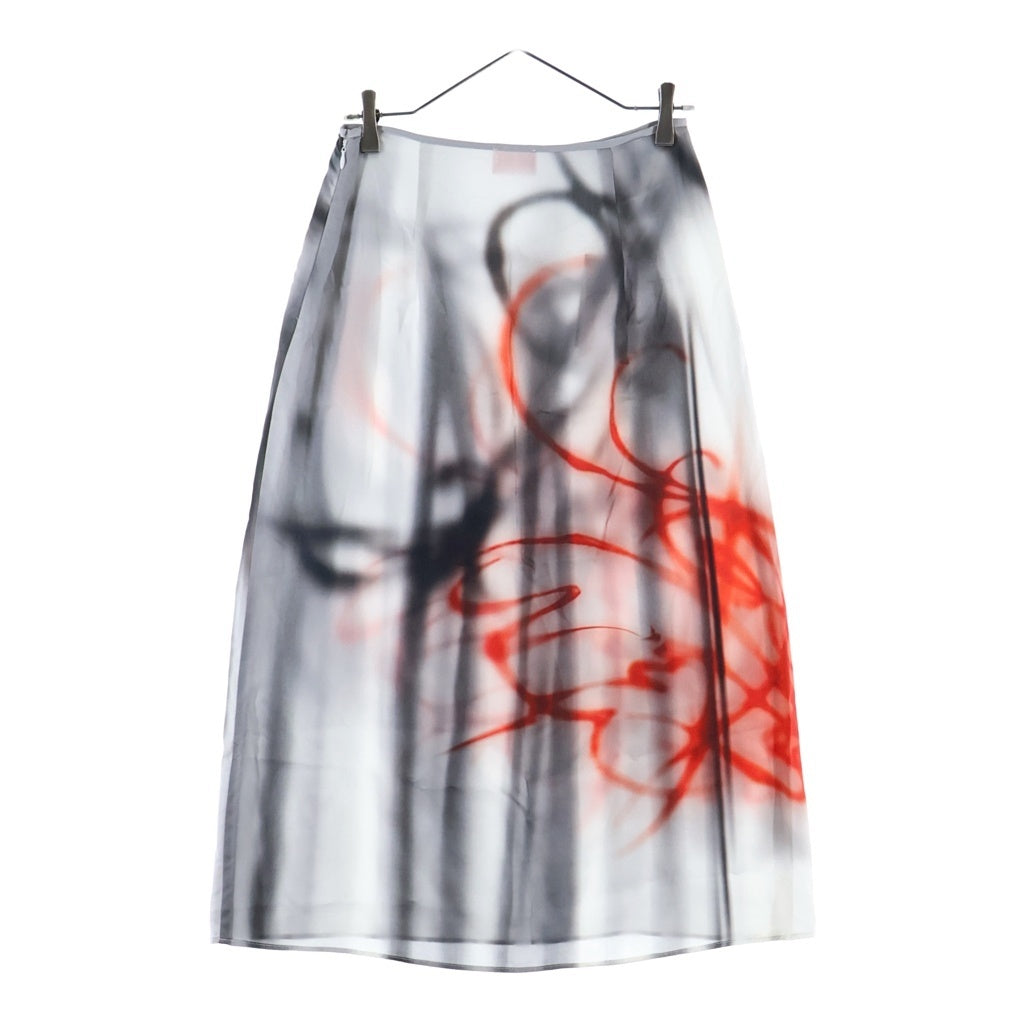 DIESEL(ディーゼル) O-RCHID-S1 SKIRT オーキッド グラフィティプリント サテンミディスカート レディース グレー/レッド A21251
