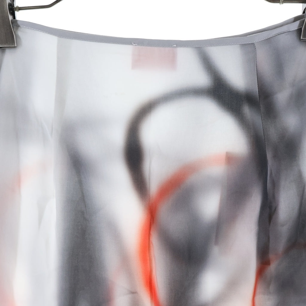 DIESEL(ディーゼル) O-RCHID-S1 SKIRT オーキッド グラフィティプリント サテンミディスカート レディース グレー/レッド A21251