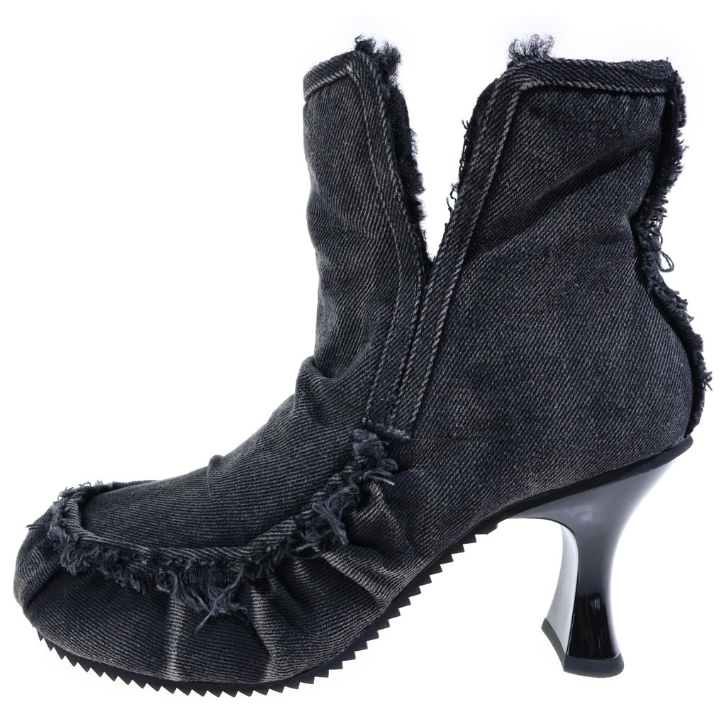 DIESEL(ディーゼル) D-WOODSTOCK HEEL AB ディーウッドストック デニムヒールアンクルブーツ レディース ブラック US8.5/25.5cm Y03696