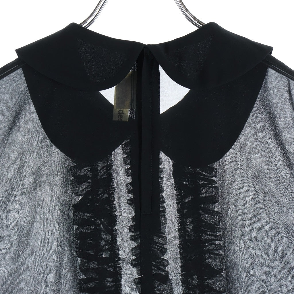 COMME des GARCONS(コムデギャルソン) 09SS AD2008 フリルデザイン ラウンドカラー ショートスリーブ ブラウス レディース ブラック GC-B015