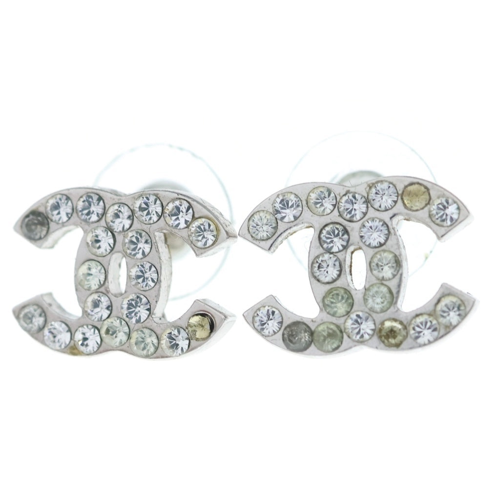 CHANEL(シャネル) 06V ココマーク ラインストーン ピアス シルバー 両耳 レディース