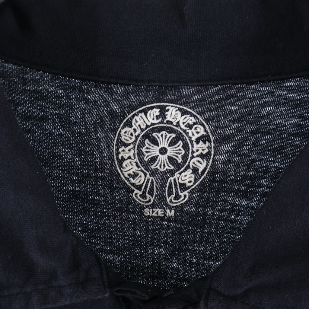 CHROME HEARTS(クロムハーツ) OLD CH POLO SHIRT クロスボールボタン コットン 半袖ポロシャツ ブラック