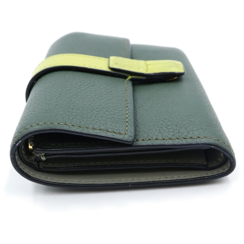 LOEWE(ロエベ) アナグラム スモール バーティカル コンパクトウォレット 三つ折り財布 カーキ C660S86X01