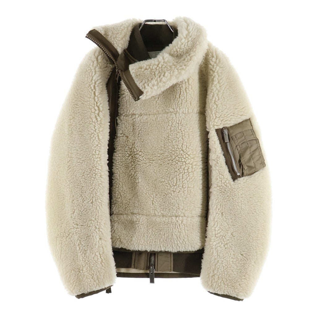 Sacai(サカイ) 23AW FOX SHEARLING NYLON BOMBER JACKET フォックスシェアリング ナイロンボンバージャケット ブルゾン レディース ベージュ 23-06858