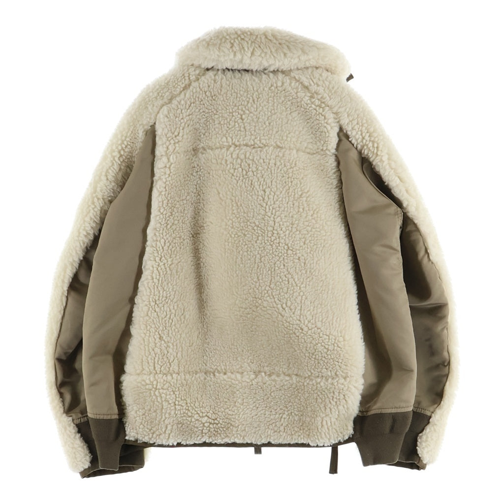 Sacai(サカイ) 23AW FOX SHEARLING NYLON BOMBER JACKET フォックスシェアリング ナイロンボンバージャケット ブルゾン レディース ベージュ 23-06858