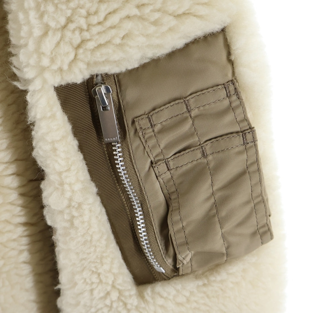 Sacai(サカイ) 23AW FOX SHEARLING NYLON BOMBER JACKET フォックスシェアリング ナイロンボンバージャケット ブルゾン レディース ベージュ 23-06858