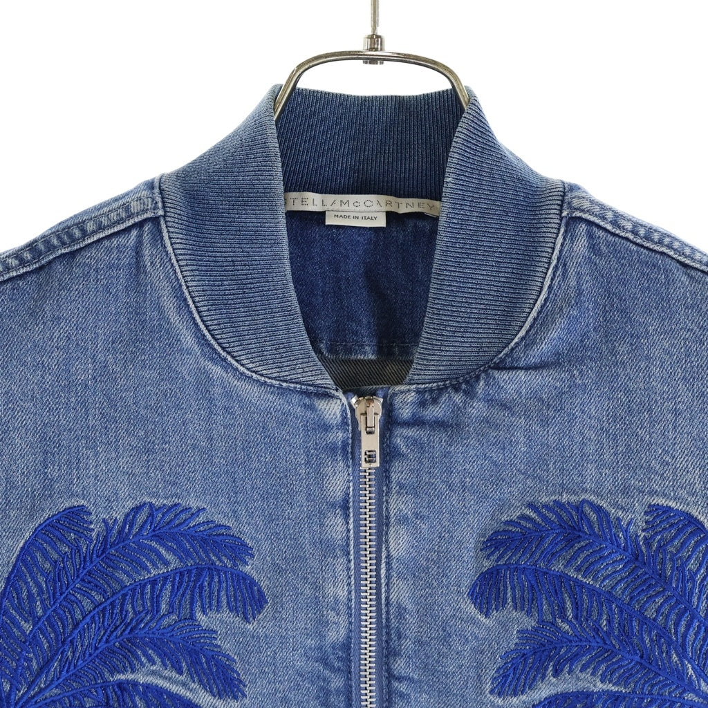 STELLA McCARTNEY(ステラマッカートニー) イタリア製 フロントエンブロイダリー ジップアップ デニムジャケット ブルゾン レディース インディゴ