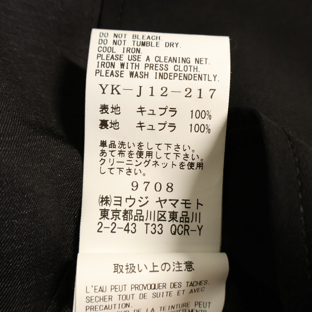 Y's(ワイズ) DUNGAREE LIGHT TWILL BIG JACKET バックプリント アシンメトリーデザイン キュプラ オーバーサイズ 2Bジャケット ブラック レディース YK-J12-217