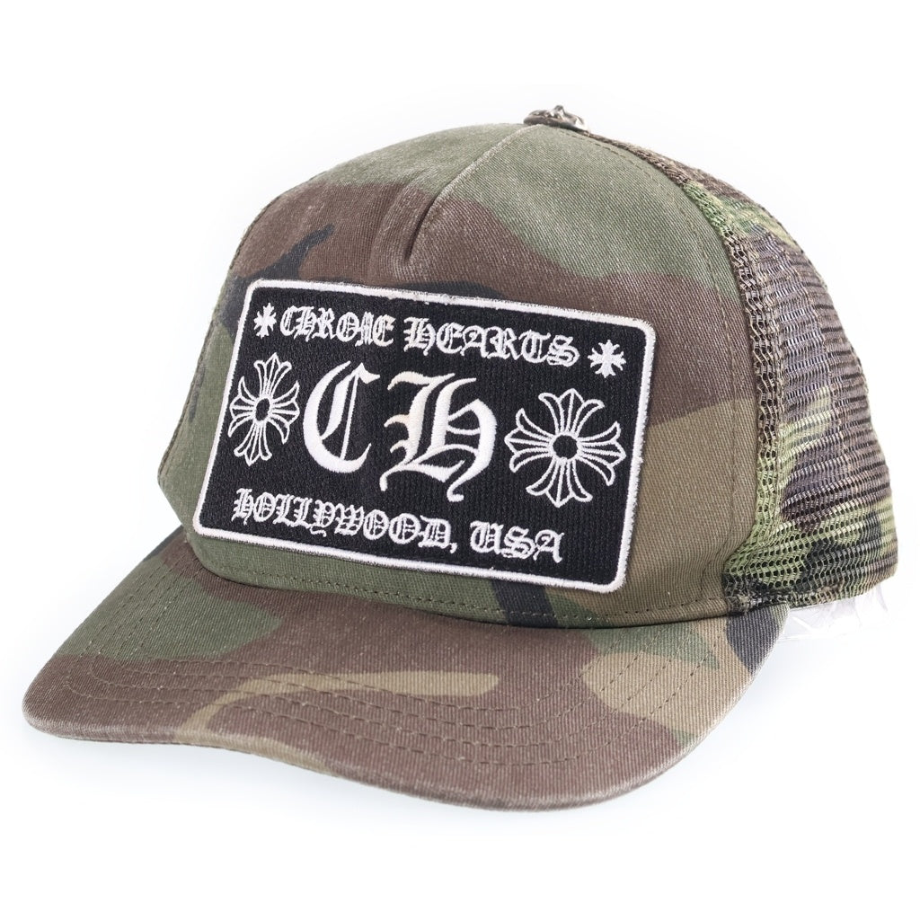 CHROME HEARTS(クロムハーツ) TRUCKER CAP トラッカー カモ柄 メッシュキャップ CHパッチ クロスボール 帽子 カーキ