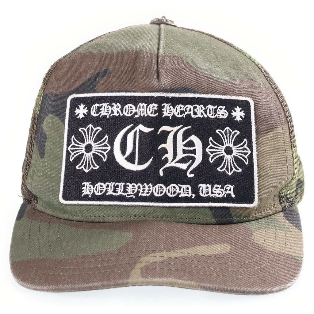 CHROME HEARTS(クロムハーツ) TRUCKER CAP トラッカー カモ柄 メッシュキャップ CHパッチ クロスボール 帽子 カーキ