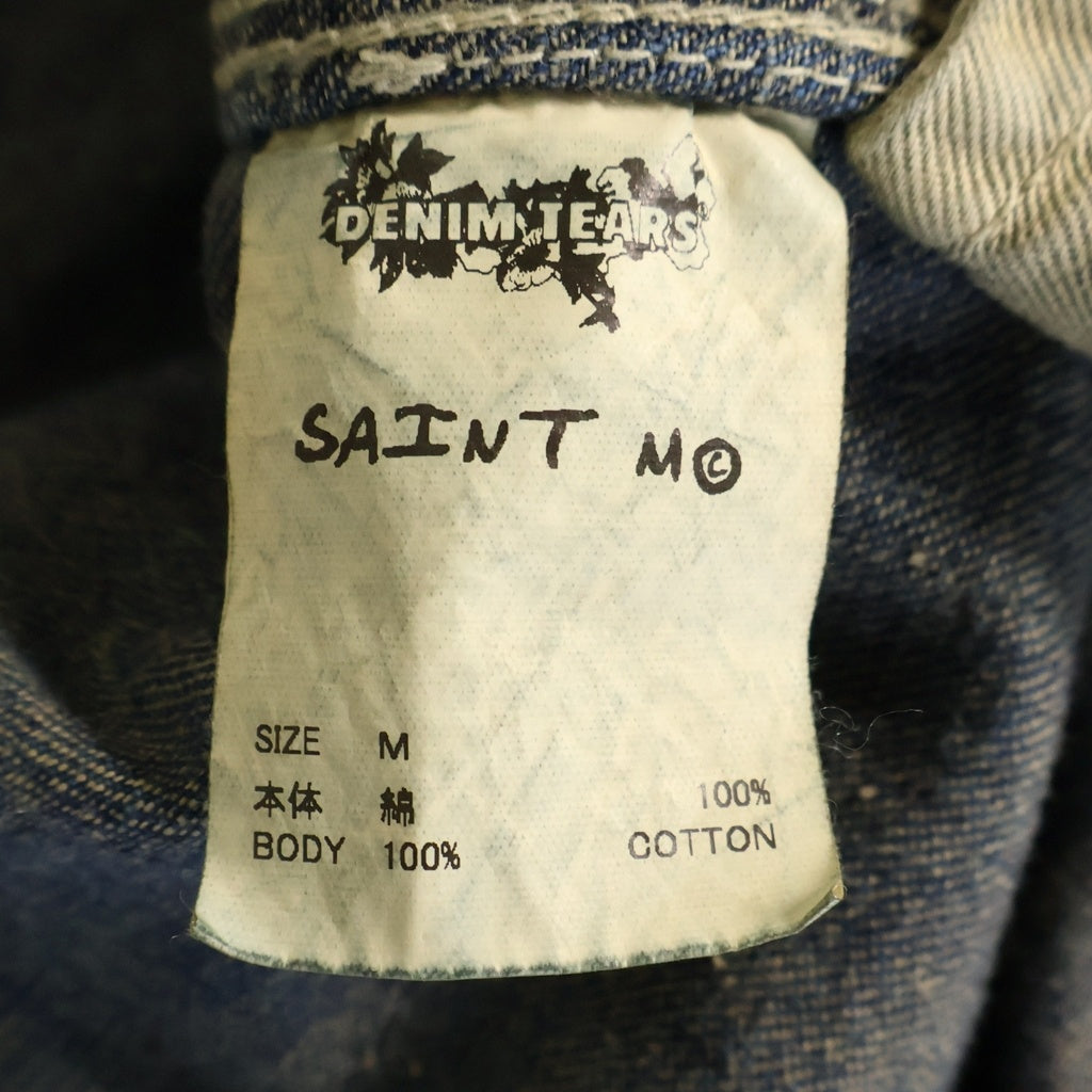 SAINT MICHAEL(セントマイケル) 24AW ×DENIM TEARS DT OVER ALL デニムティアーズ フラワープリント デニムオーバーオール インディゴ SM-YS1-0000-C52