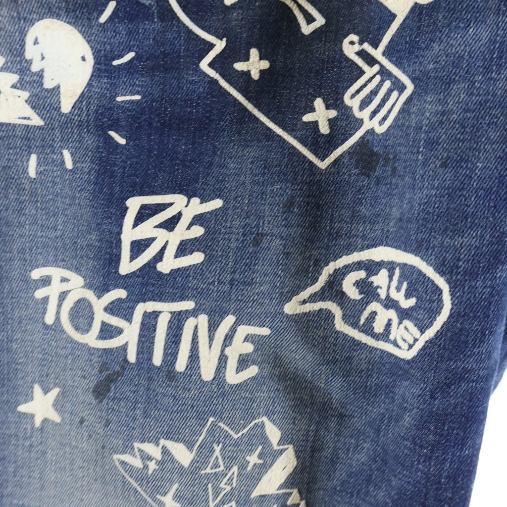 DSQUARED2(ディースクエアード) 22SS GRAFFITI SKATER JEAN グラフィティ スケーター ペイント加工 ボタンフライ スリムフィットジーンズ デニムパンツ インディゴ S74LB1099
