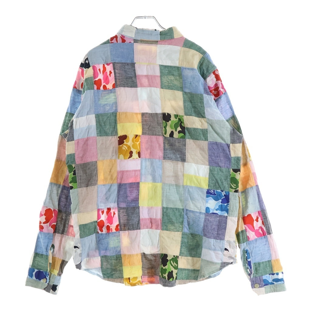 A BATHING APE(アベイシングエイプ) カモ柄パッチワーク フロントポケット 長袖シャツ マルチカラー