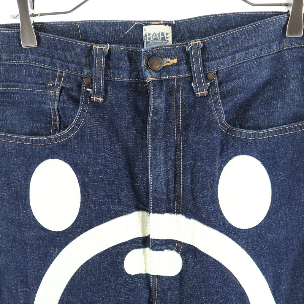 A BATHING APE(アベイシングエイプ) BABY MILO ベイビーマイロ プリントデニムパンツ ジプフライジーンズ インディゴ