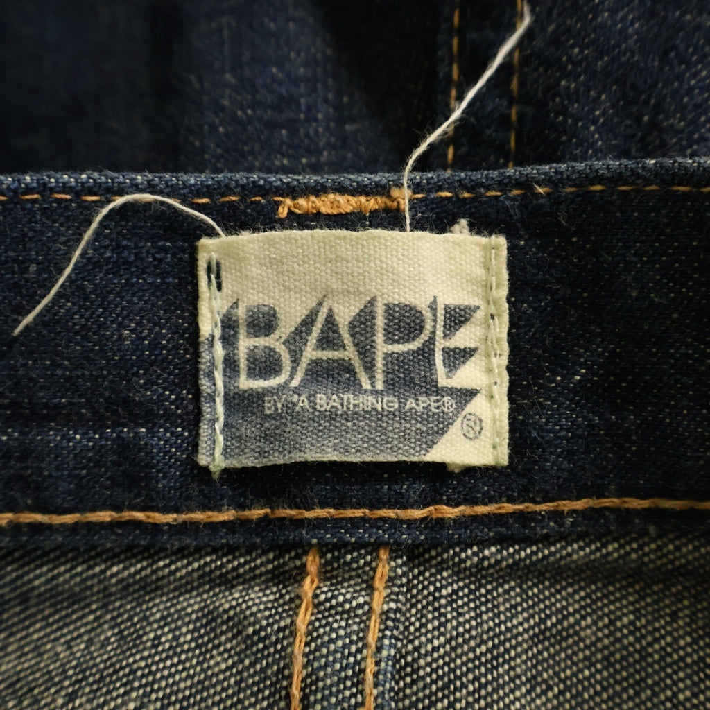 A BATHING APE(アベイシングエイプ) BABY MILO ベイビーマイロ プリントデニムパンツ ジプフライジーンズ インディゴ