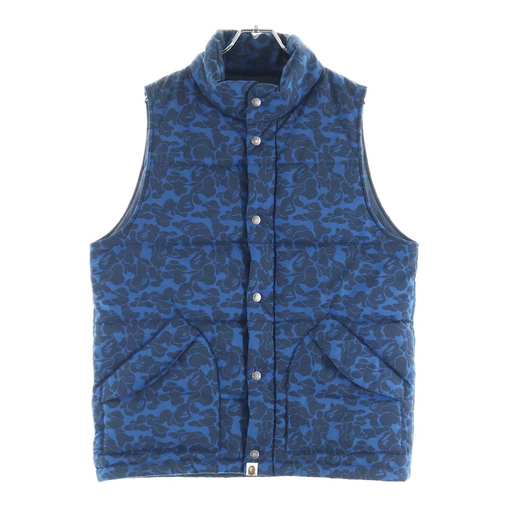 A BATHING APE(アベイシングエイプ) カモ柄 中綿 スナップボタンベスト ブルー 001GDA201049X