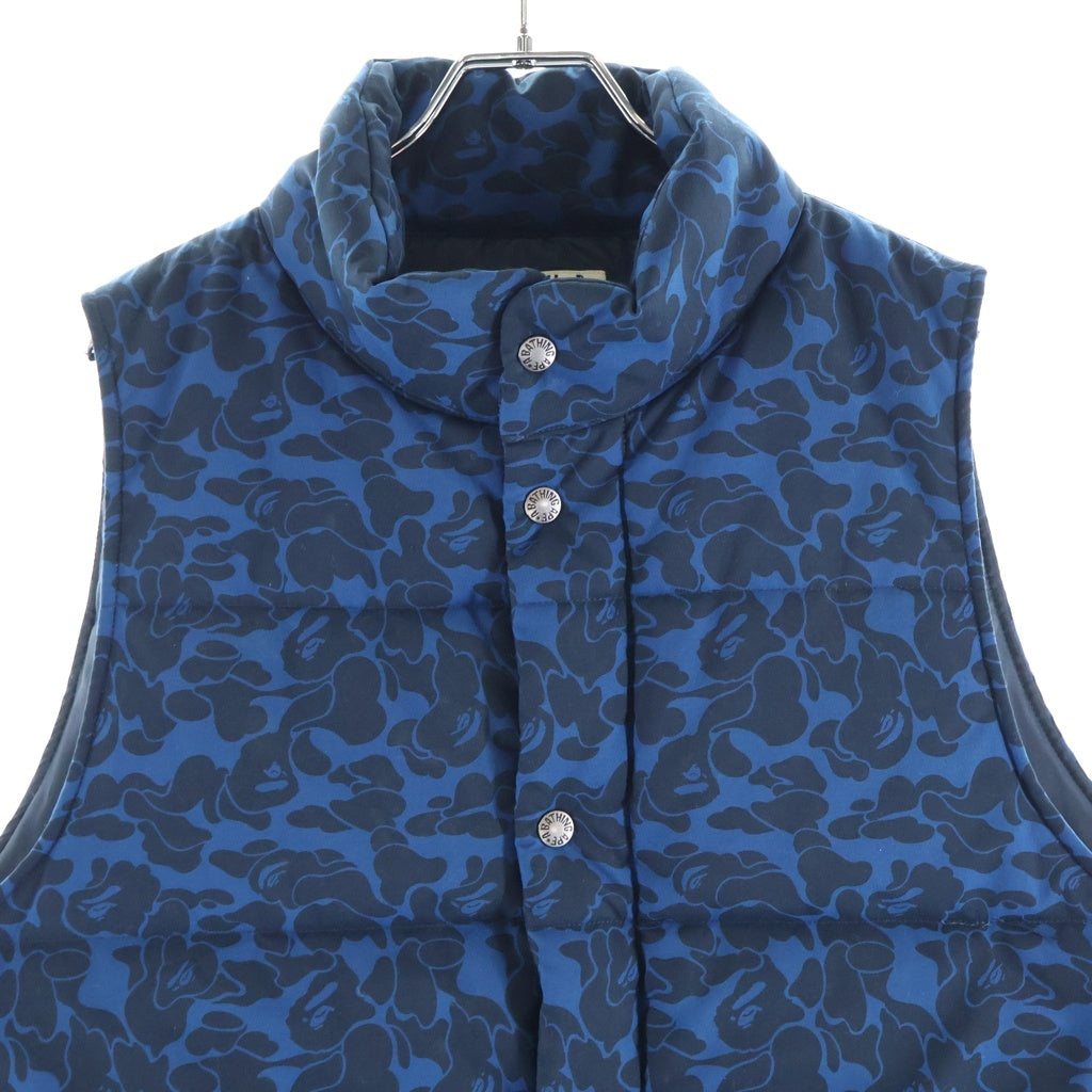 A BATHING APE(アベイシングエイプ) カモ柄 中綿 スナップボタンベスト ブルー 001GDA201049X